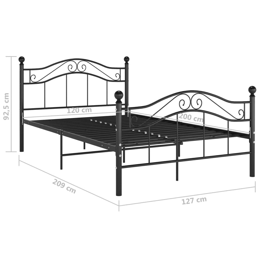 Bedframe Metaal 120 x 200 cm Zwart