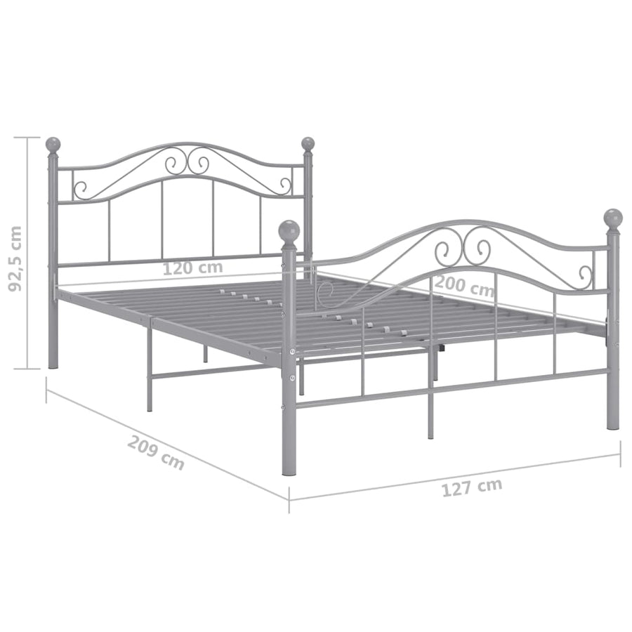 Bedframe metaal grijs 120x200 cm 120 x 200 cm Grijs