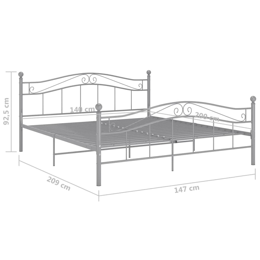 Bedframe Metaal 140 x 200 cm Grijs