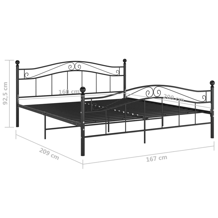 Bedframe Metaal 160 x 200 cm Zwart