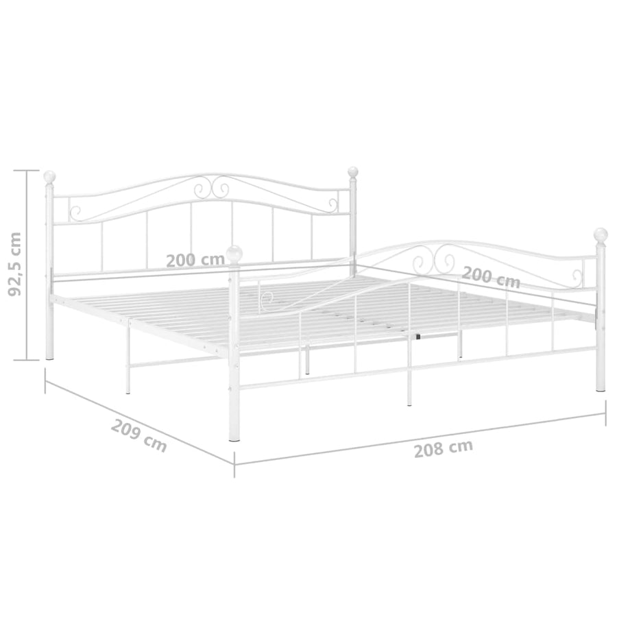 Bedframe Metaal 200 x 200 cm Wit