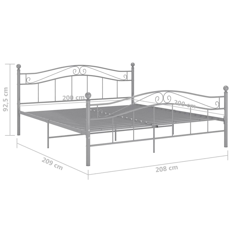 Bedframe Metaal 200 x 200 cm Grijs