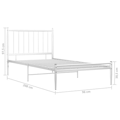 Bedframe metaal wit 90x200 cm 90 x 200 cm Wit