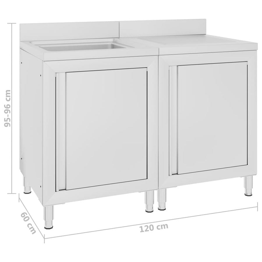 Wastafelkast Commercieel 20X60X96 Cm Roestvrij Staal 120 x 60 x 96 cm (wastafel + afdruipplaat)
