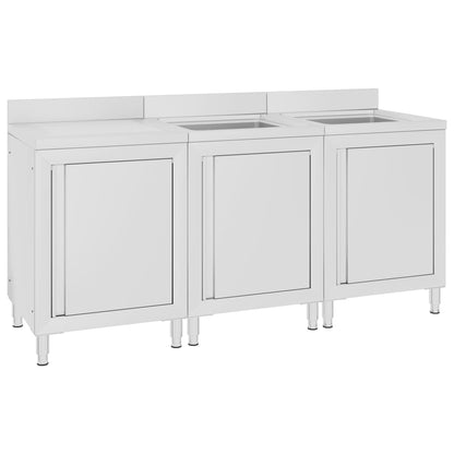 Wastafelkast Commercieel 80X60X96 Cm Roestvrij Staal 180 x 60 x 96 cm (dubbele wastafel + afdruipplaat)