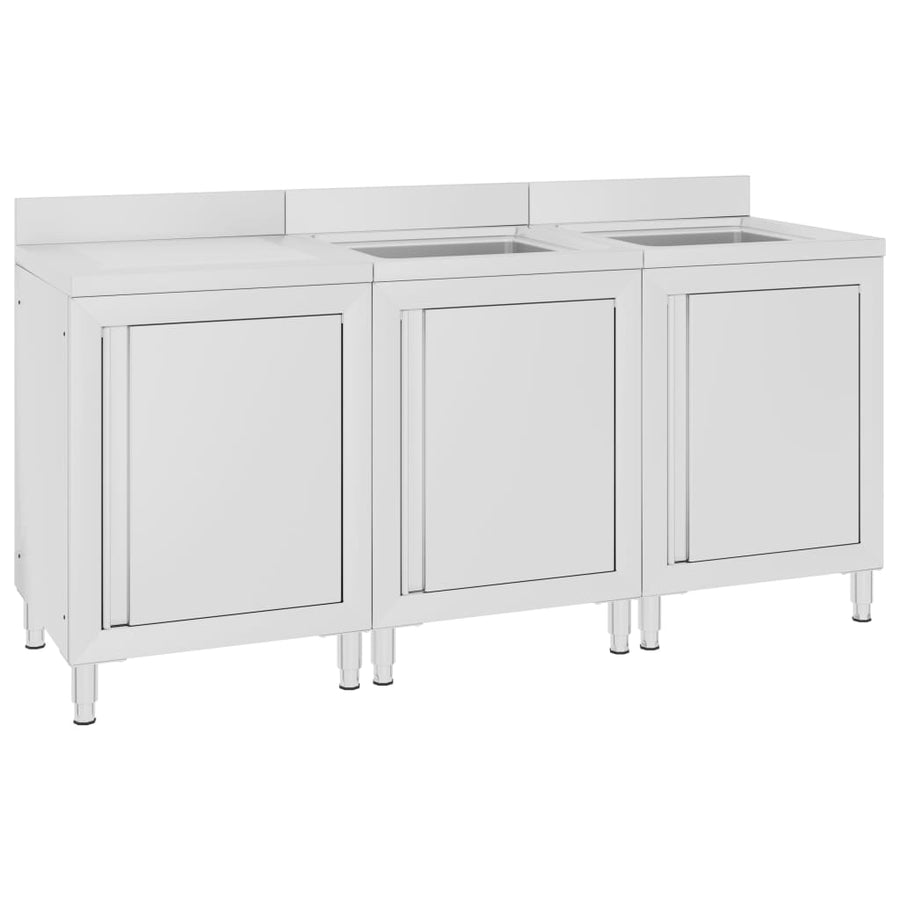 Wastafelkast Commercieel 80X60X96 Cm Roestvrij Staal 180 x 60 x 96 cm (dubbele wastafel + afdruipplaat)