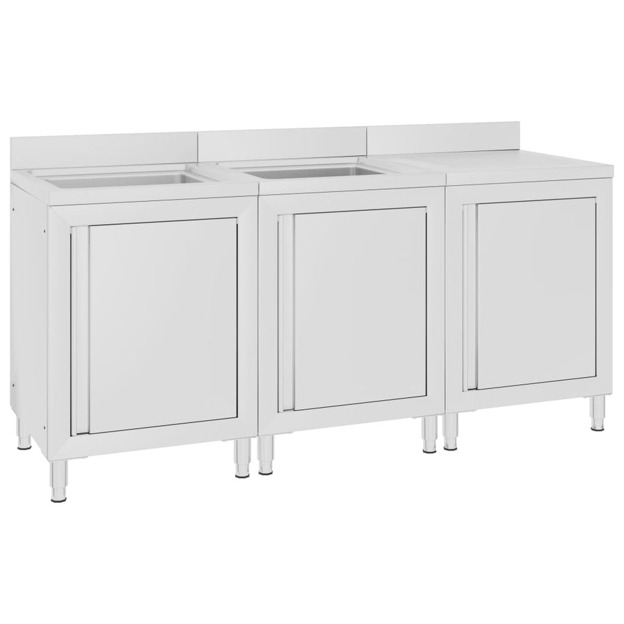 Wastafelkast Commercieel 80X60X96 Cm Roestvrij Staal 180 x 60 x 96 cm (dubbele wastafel + afdruipplaat)