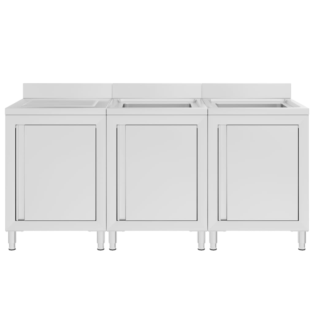 Wastafelkast Commercieel 80X60X96 Cm Roestvrij Staal 180 x 60 x 96 cm (dubbele wastafel + afdruipplaat)