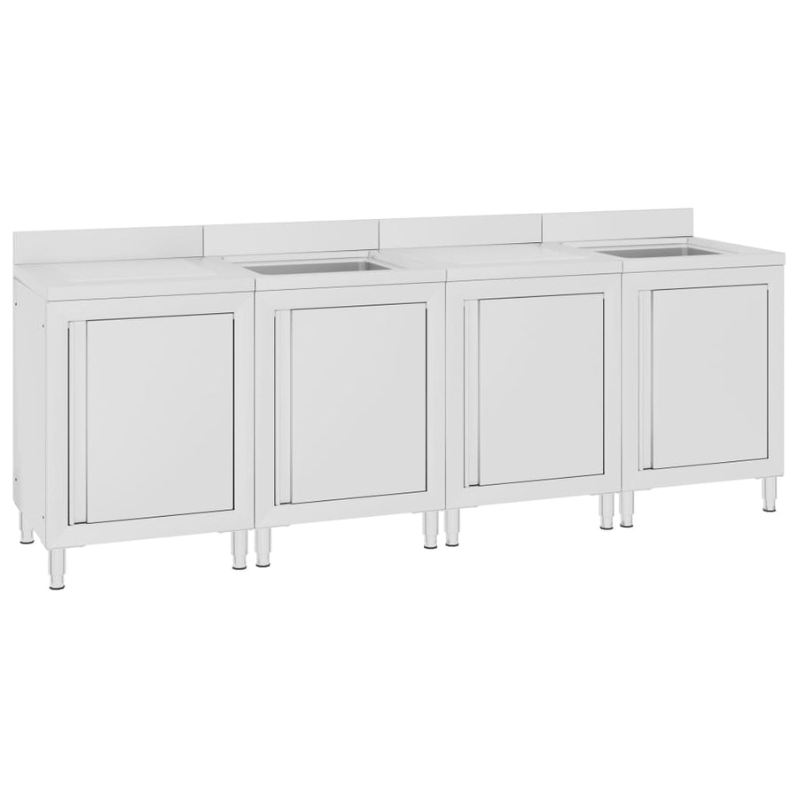 Wastafelkast Commercieel 240X60X96 Cm Roestvrij Staal 240 x 60 x 96 cm (dubbele wastafel + dubbele afdruipplaat)