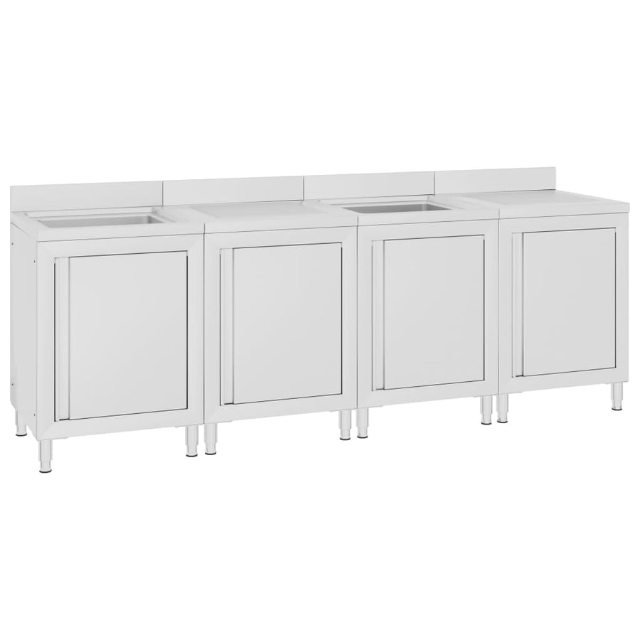 Wastafelkast Commercieel 240X60X96 Cm Roestvrij Staal 240 x 60 x 96 cm (dubbele wastafel + dubbele afdruipplaat)