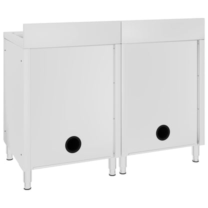 Wastafelkasten Commercieel 2 St Roestvrij Staal 120 x 60 x 96 cm (dubbele wastafel)