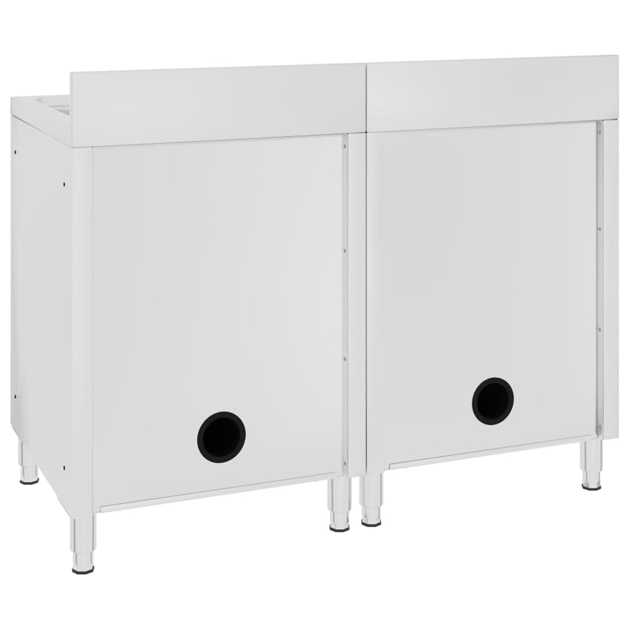 Wastafelkasten Commercieel 2 St Roestvrij Staal 120 x 60 x 96 cm (dubbele wastafel)