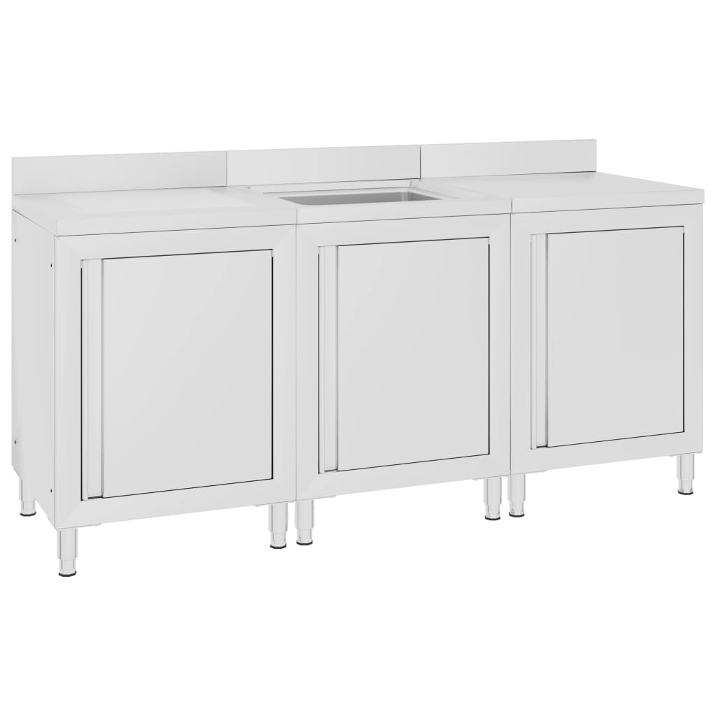 Wastafelkast Commercieel 80X60X96 Cm Roestvrij Staal 180 x 60 x 96 cm (wastafel + werktafel + afdruipplaat)