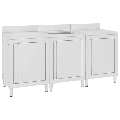 Wastafelkast Commercieel 80X60X96 Cm Roestvrij Staal 180 x 60 x 96 cm (wastafel + werktafel + afdruipplaat)