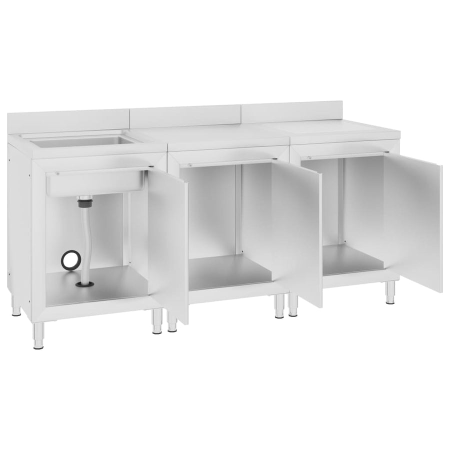 Wastafelkast Commercieel 80X60X96 Cm Roestvrij Staal 180 x 60 x 96 cm (wastafel + werktafel + afdruipplaat)