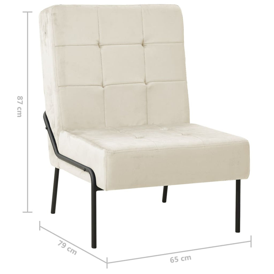 Relaxstoel 65X79X87 Cm Fluweel Wit crème