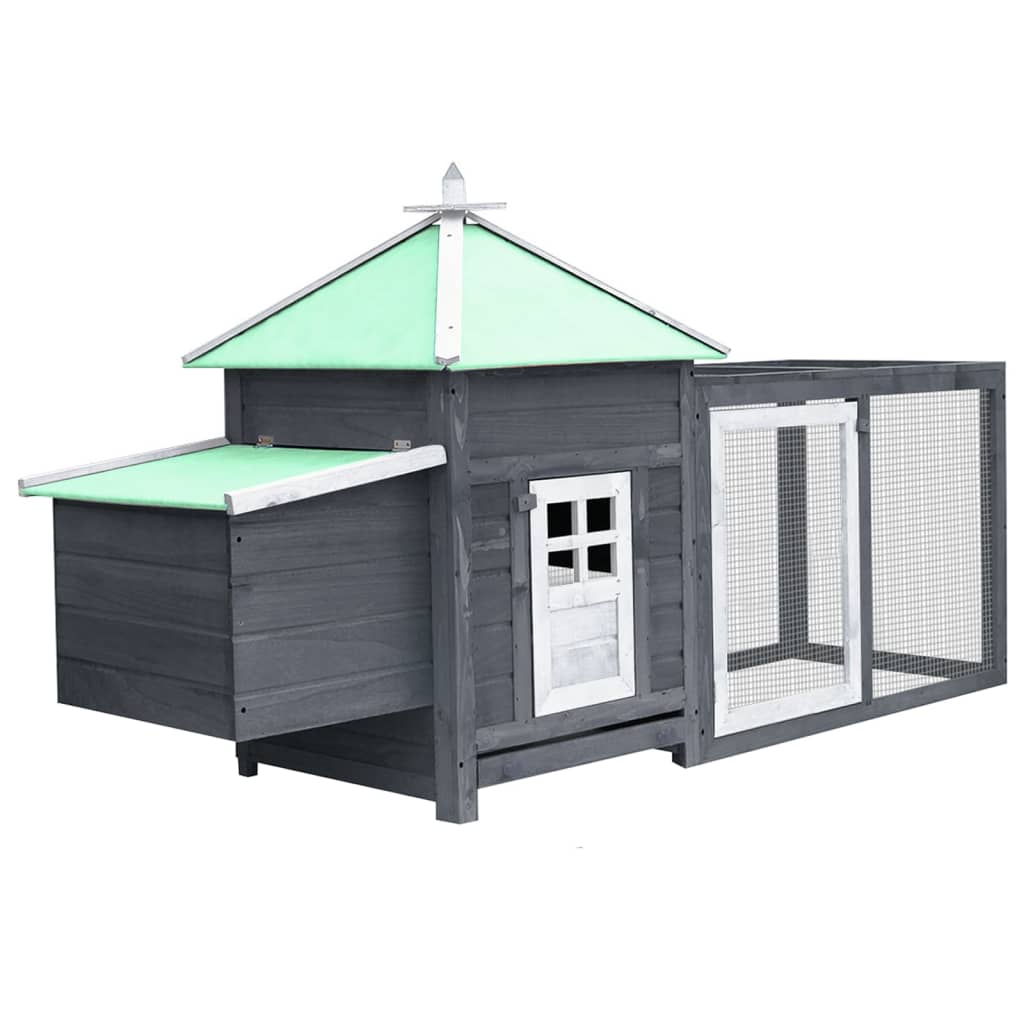 Kippenhok met nestkast 190x72x102 massief vurenhout grijs Grijs