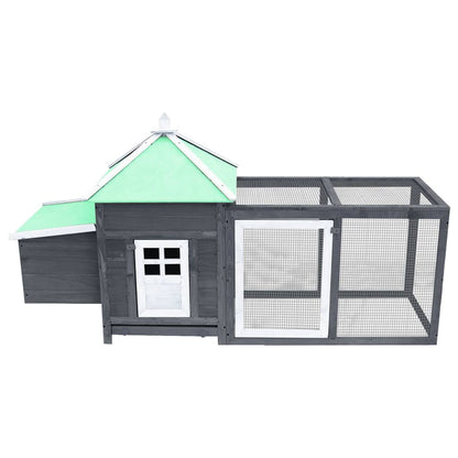 Kippenhok met nestkast 190x72x102 massief vurenhout grijs Grijs