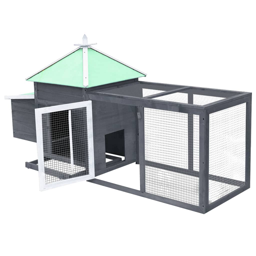 Kippenhok met nestkast 190x72x102 massief vurenhout grijs Grijs