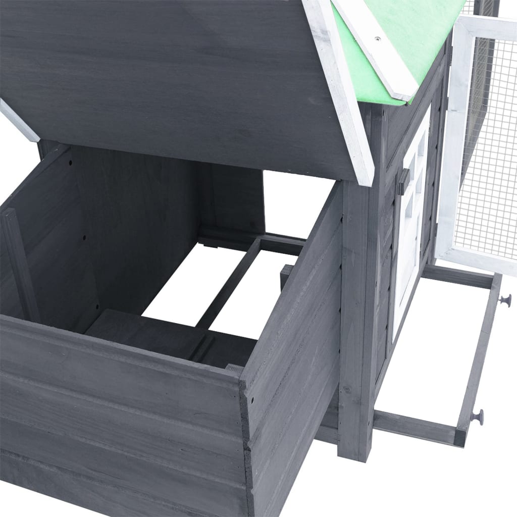 Kippenhok met nestkast 190x72x102 massief vurenhout grijs Grijs