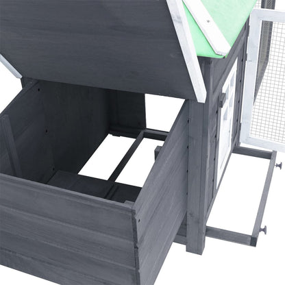 Kippenhok met nestkast 190x72x102 massief vurenhout grijs Grijs