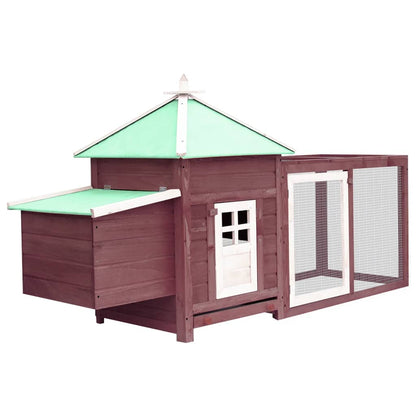 Kippenhok met nestkast 190x72x102 massief vurenhout mokkakleur Mokka