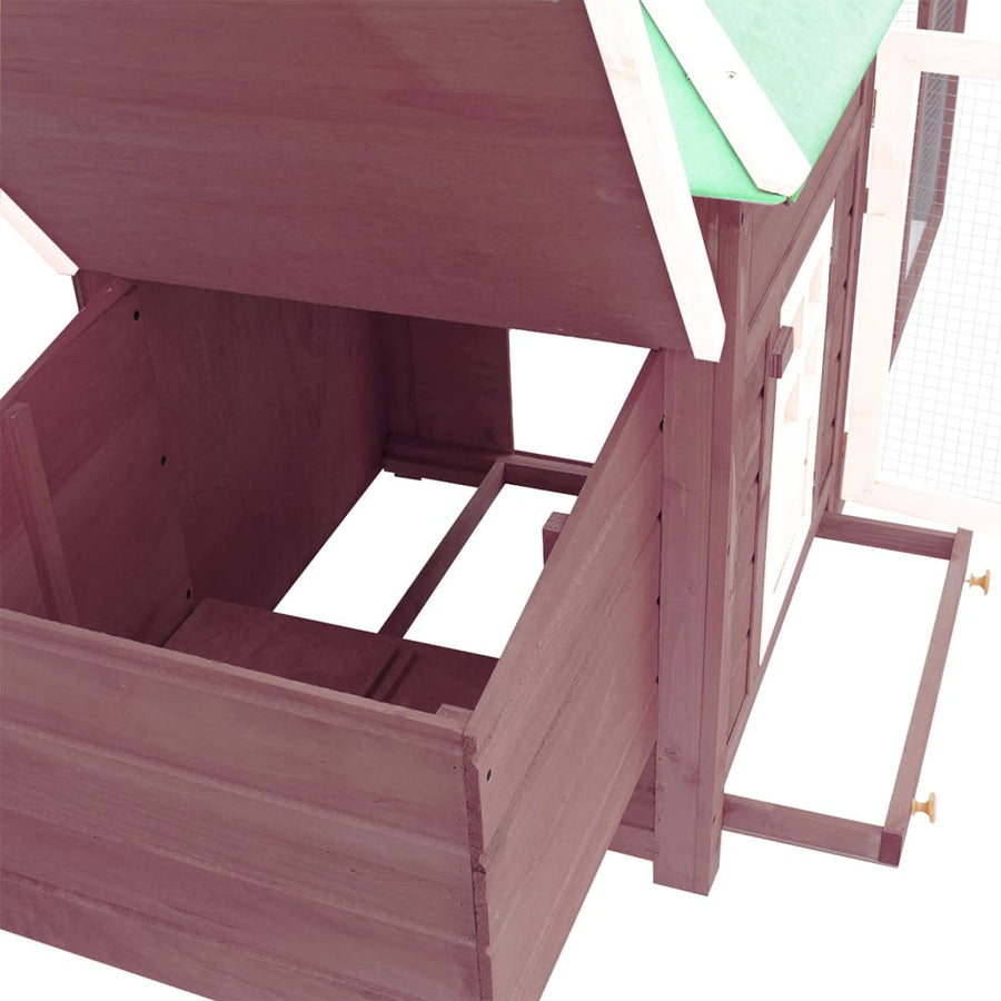 Kippenhok met nestkast 190x72x102 massief vurenhout mokkakleur Mokka