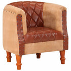 Bucket Chair Real Leather And Solid Mango Wood