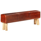 Bankje turnbok 160x30x53 cm leer acaciahout bruin