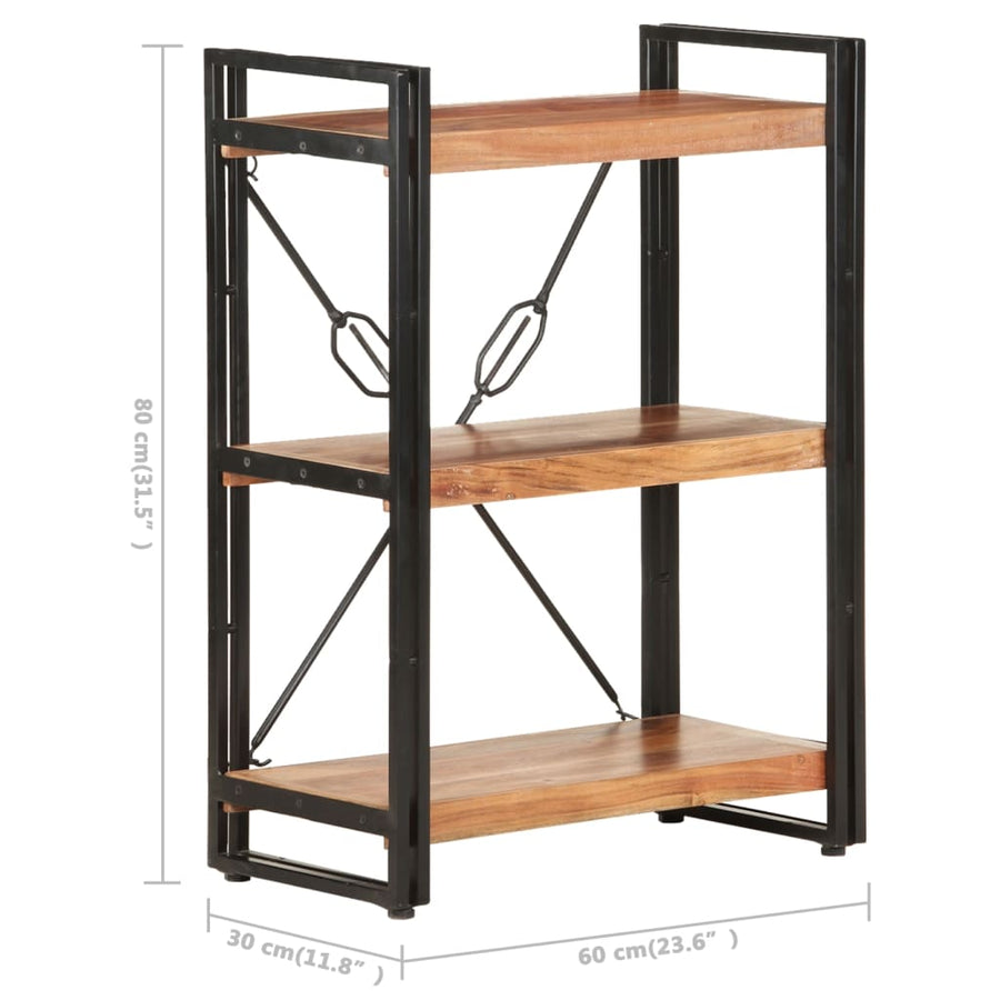 Boekenkast Met 3 Schappen 60X30X80 Cm Massief Acaciahout Bruin 60 x 30 x 80 cm