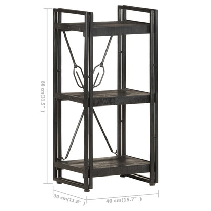 Boekenkast Met 3 Schappen 40X30X Massief Mangohout Zwart 40 cm