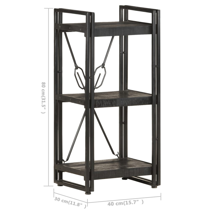 Boekenkast Met 3 Schappen 40X30X Massief Mangohout Zwart 40 cm
