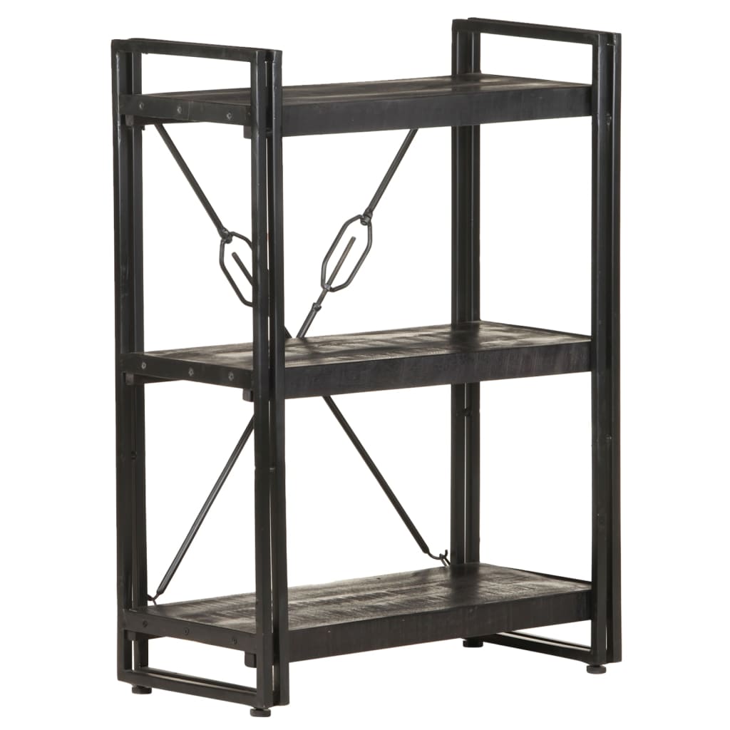Boekenkast Met 3 Schappen 60X30X Massief Mangohout Zwart 60 cm