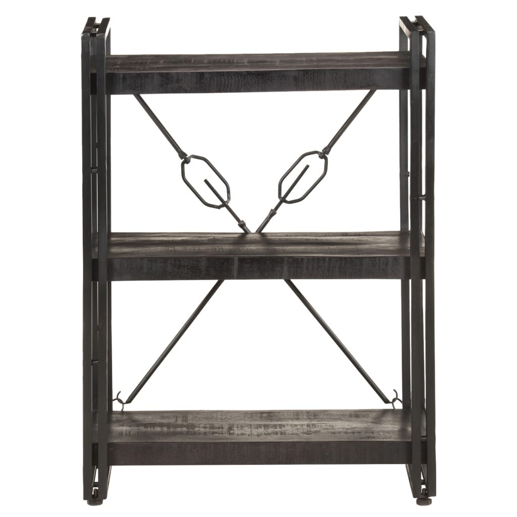 Boekenkast Met 3 Schappen 60X30X Massief Mangohout Zwart 60 cm