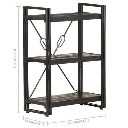 Boekenkast Met 3 Schappen 60X30X Massief Mangohout Zwart 60 cm