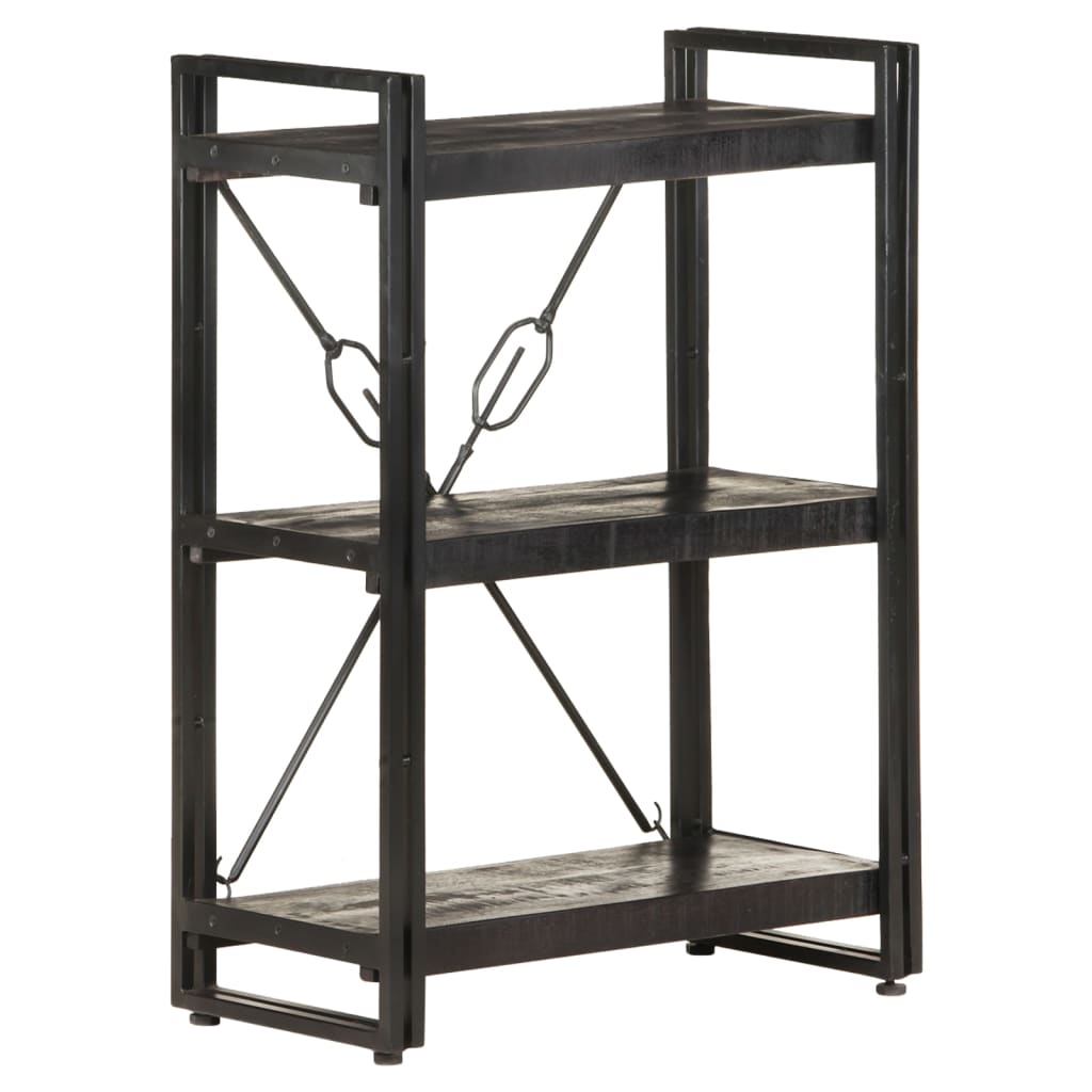 Boekenkast Met 3 Schappen 60X30X Massief Mangohout Zwart 60 cm