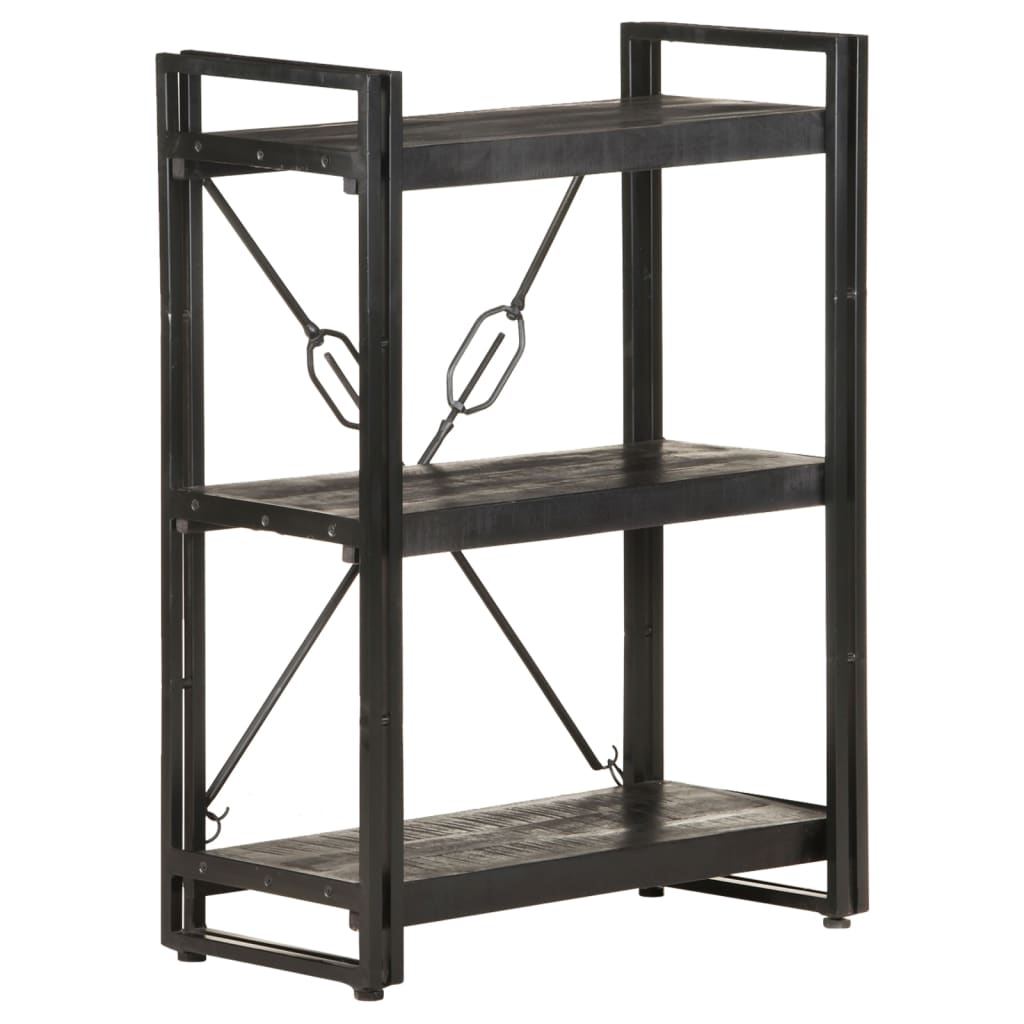 Boekenkast Met 3 Schappen 60X30X Massief Mangohout Zwart 60 cm