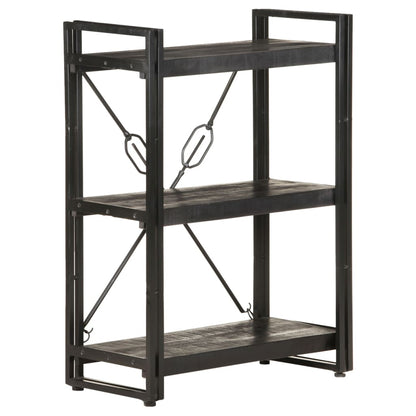 Boekenkast Met 3 Schappen 60X30X Massief Mangohout Zwart 60 cm