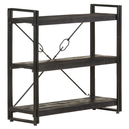 Boekenkast Met 3 Schappen 90X30X Massief Mangohout Zwart 90 cm