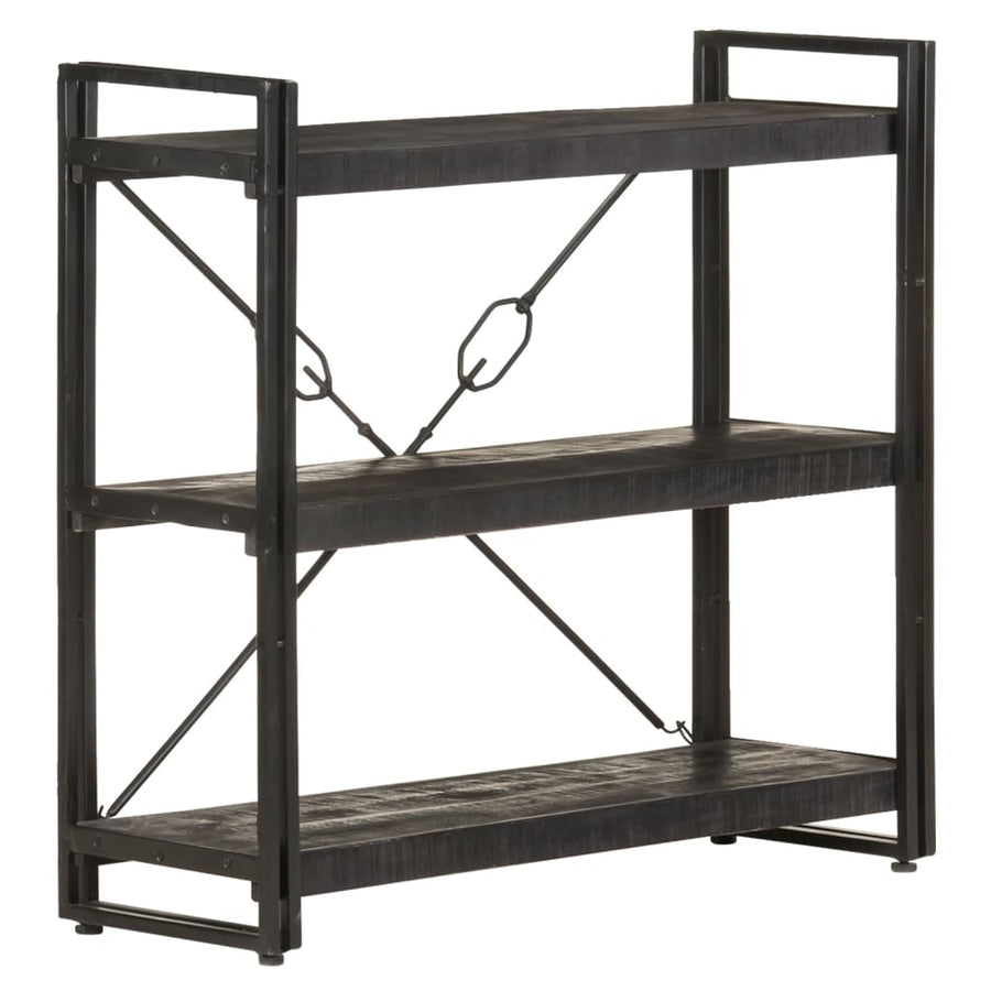 Boekenkast Met 3 Schappen 90X30X Massief Mangohout Zwart 90 cm