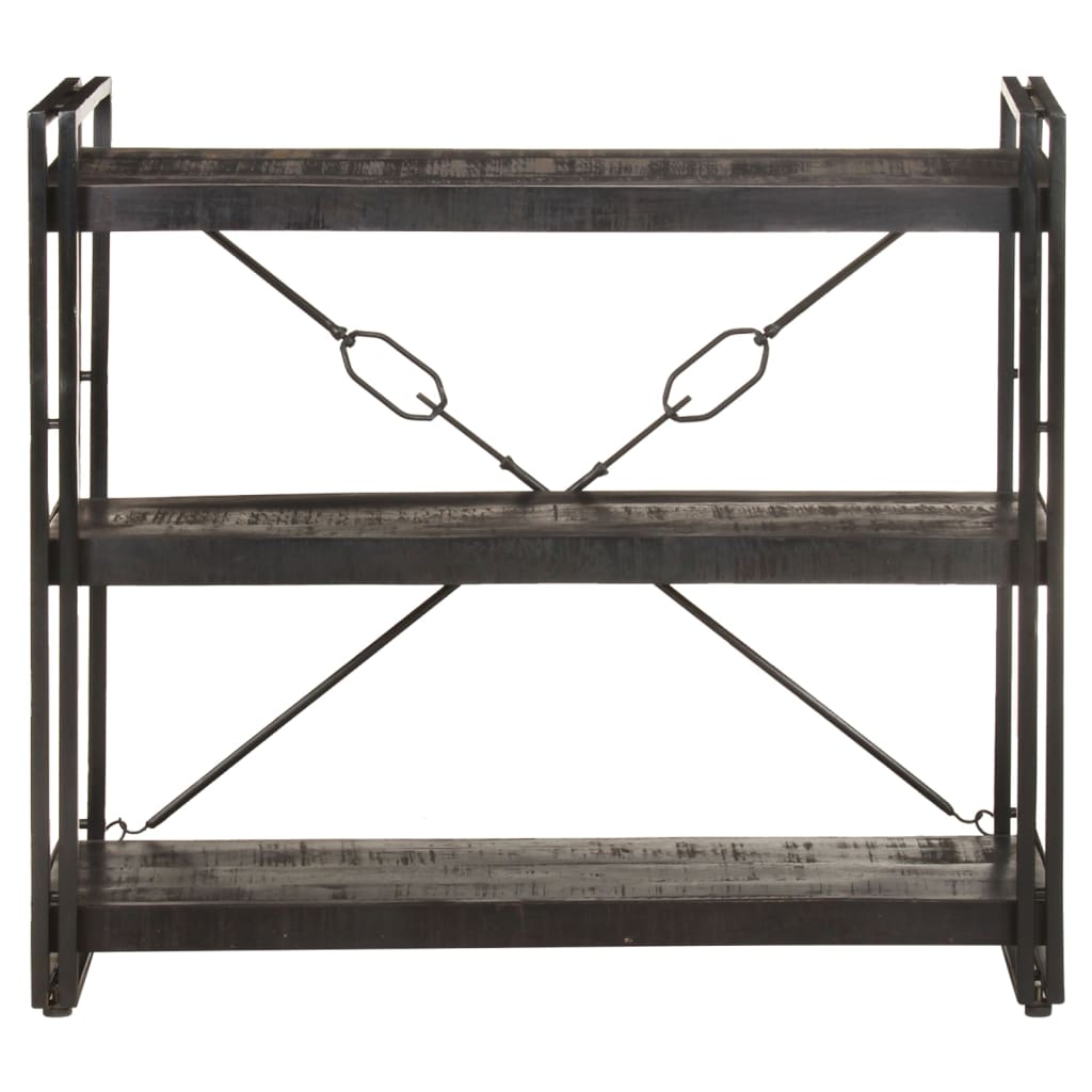 Boekenkast Met 3 Schappen 90X30X Massief Mangohout Zwart 90 cm
