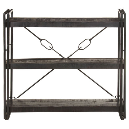 Boekenkast Met 3 Schappen 90X30X Massief Mangohout Zwart 90 cm