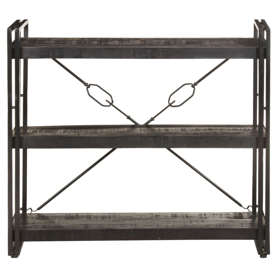 Boekenkast Met 3 Schappen 90X30X Massief Mangohout Zwart 90 cm