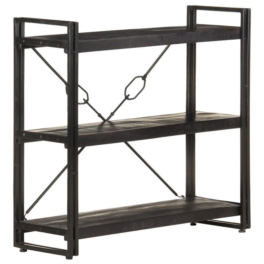 Boekenkast Met 3 Schappen 90X30X Massief Mangohout Zwart 90 cm