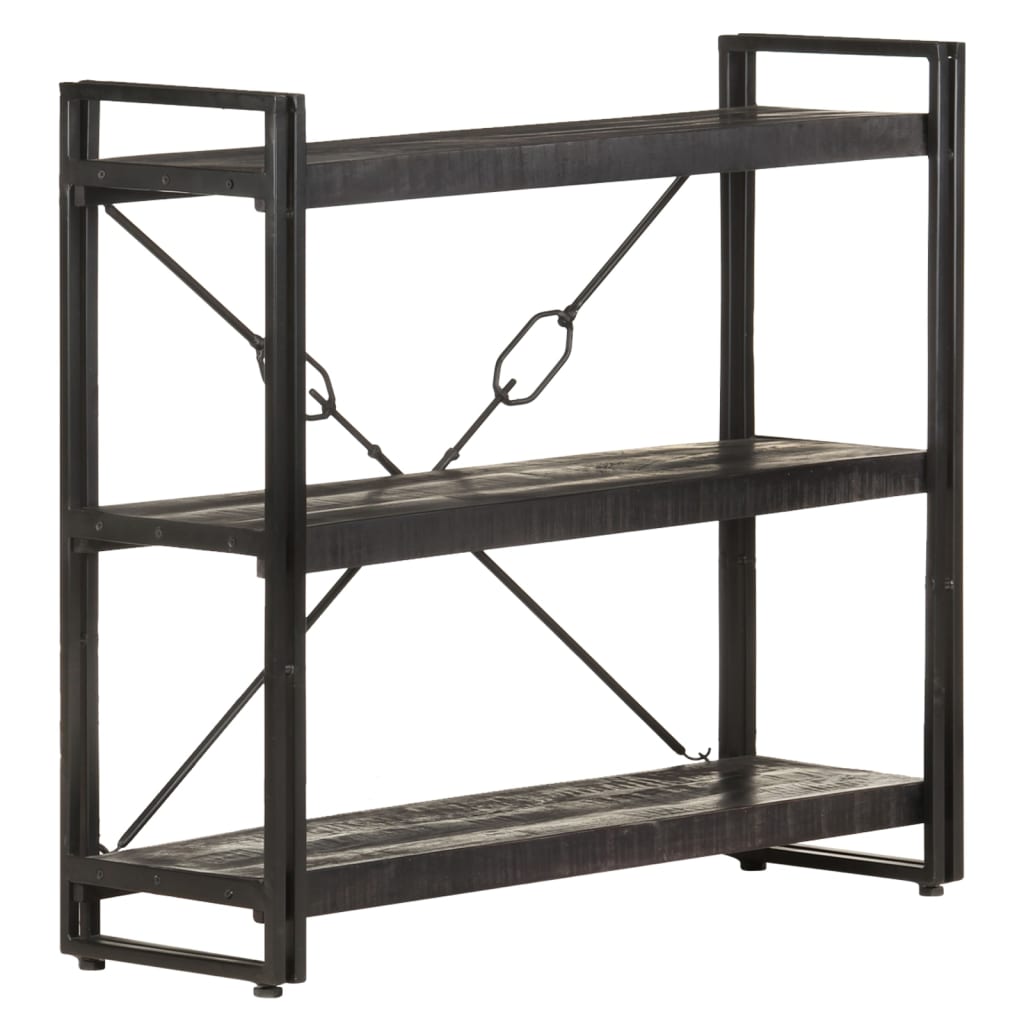 Boekenkast Met 3 Schappen 90X30X Massief Mangohout Zwart 90 cm