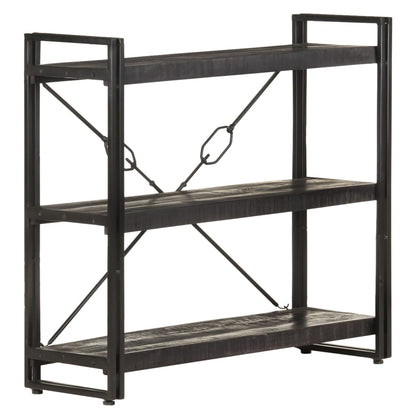 Boekenkast Met 3 Schappen 90X30X Massief Mangohout Zwart 90 cm