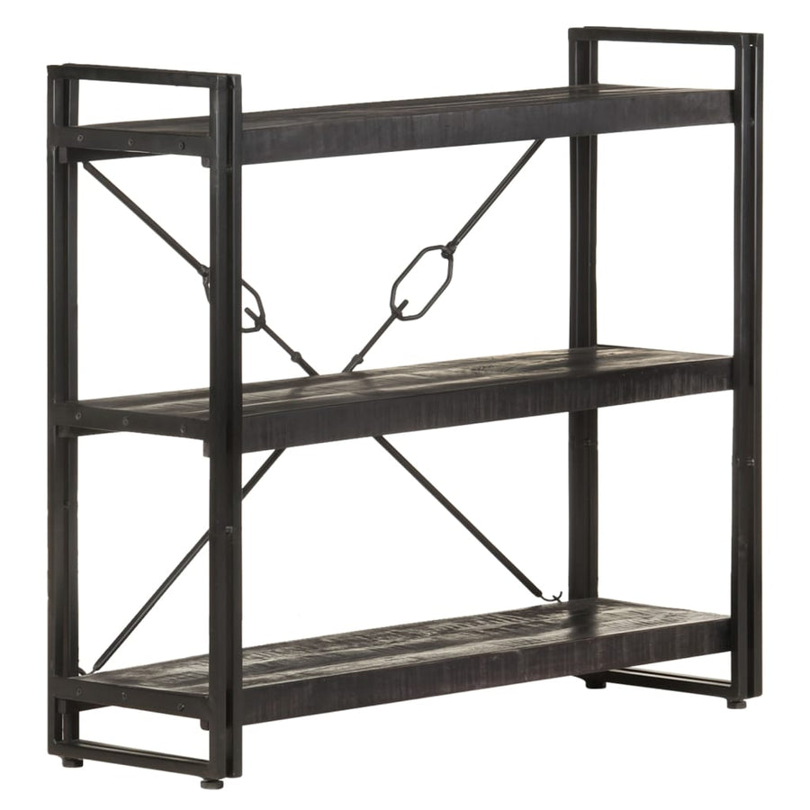 Boekenkast Met 3 Schappen 90X30X Massief Mangohout Zwart 90 cm