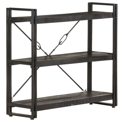 Boekenkast Met 3 Schappen 90X30X Massief Mangohout Zwart 90 cm