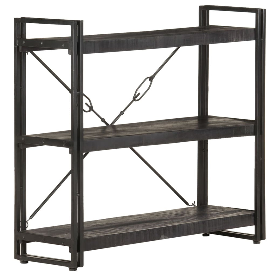Boekenkast Met 3 Schappen 90X30X Massief Mangohout Zwart 90 cm