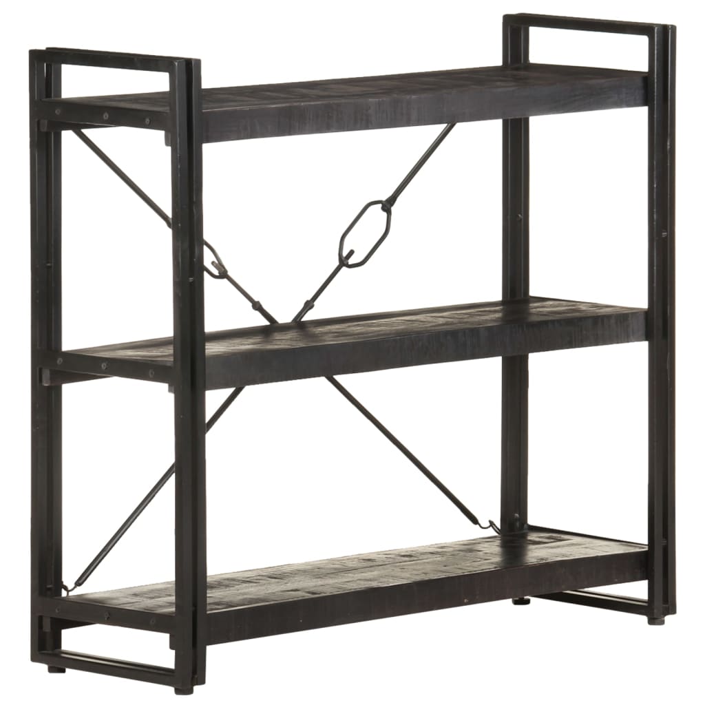 Boekenkast Met 3 Schappen 90X30X Massief Mangohout Zwart 90 cm